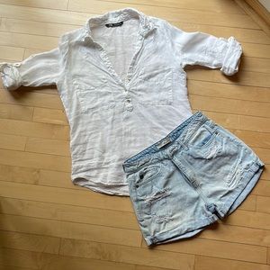 Zara 100% Linen White Shirt- Small